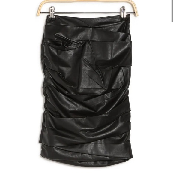 Ruched Faux Leather Skirt - Picture 2 of 2